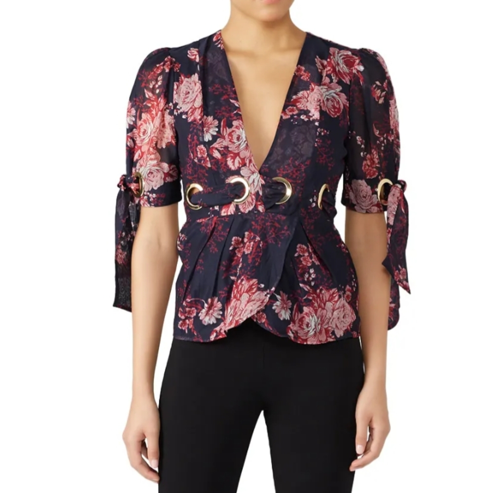 Alice McCall Floral V-Neck Everything Blouse Sz 4